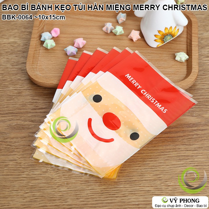 BAO BÌ TÚI NHỰA HÀN MIỆNG 10x5x13.5cm ỒNG GIÀ NOEL ĐỰNG BÁNH KẸO QUÀ GIÁNG SINH CHRISTMAS BBK-0064