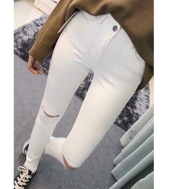 Quần skinny rách ngang gối