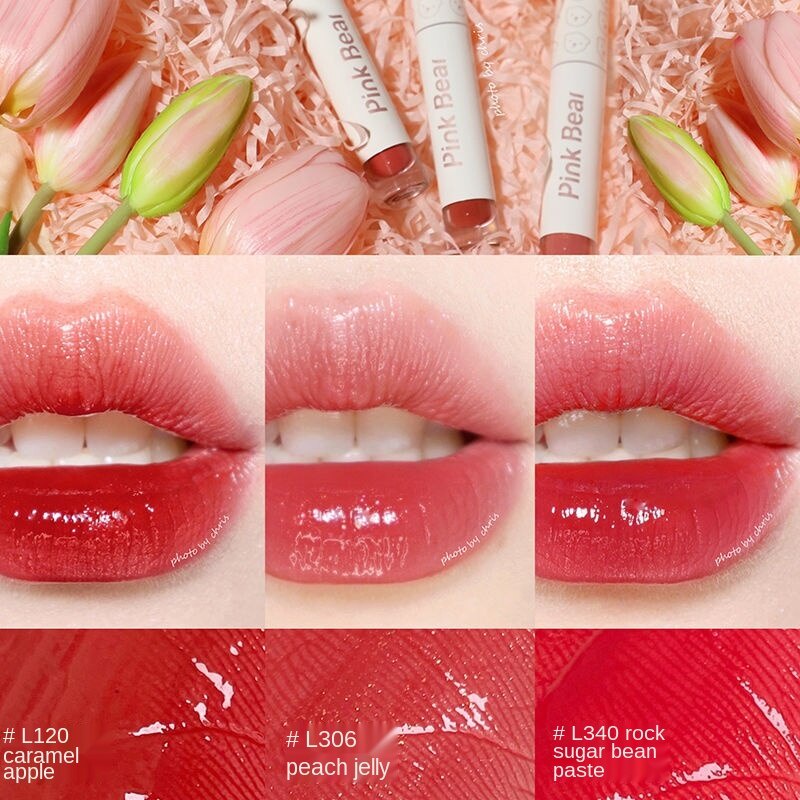 Son Kem Màu Hồng Hình Gấu Dễ Thương Lâu Trôi Màu Sắc