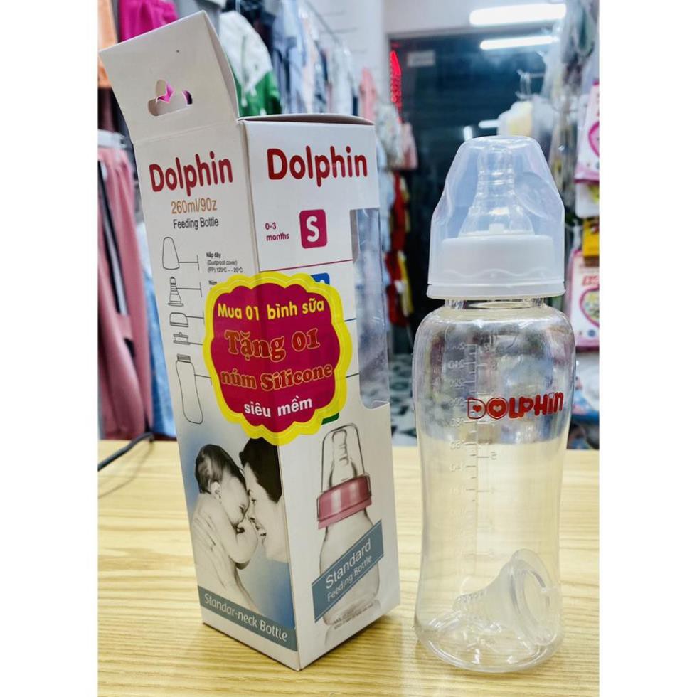 Bình sữa Dolphin cổ hẹp 160ml/260ml (DP018A/B)