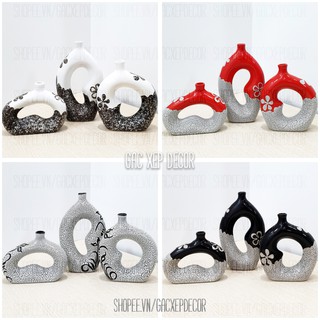 Lọ hoa trang trí nghệ thuật - Bộ 3 lọ hoa nghệ thuật Bát Tràng