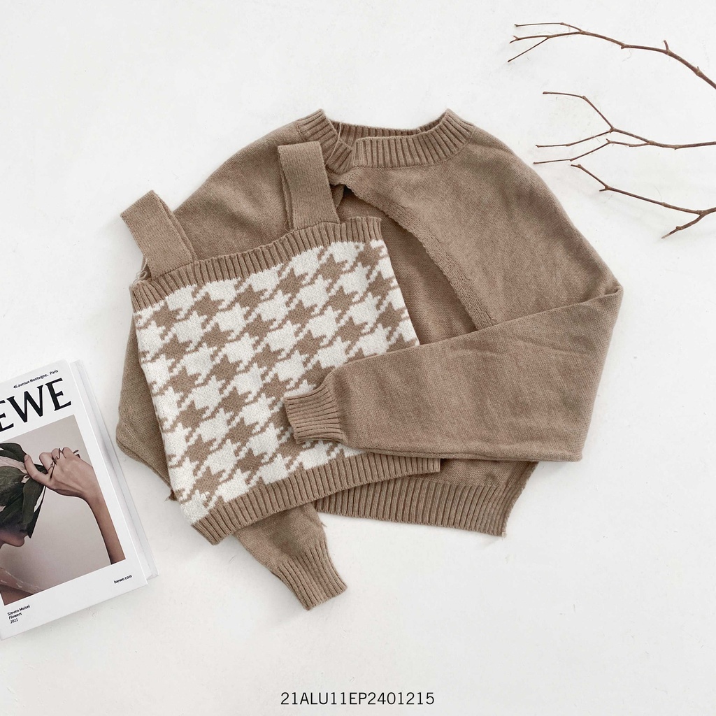 Set áo len thổ cẩm 2 dây + áo khoác cánh dơi thời trang Hàn Quốc Fmstyle Saigon 21ALU10N162501 | BigBuy360 - bigbuy360.vn