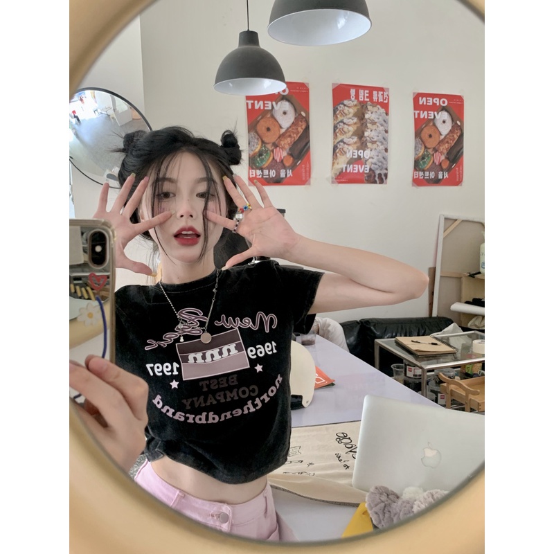 Áo Thun Nữ Ngắn Tay In Hình Phong Cách retro