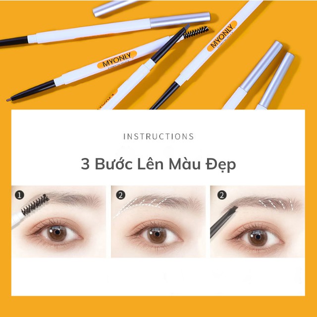 [Lên Màu Đẹp] Chì Kẻ Mày Bút Vẽ Chân Lông Mày Tam Giác 2 Đầu Myonly 3071 Lên Màu Nét, Bền Màu, Không Thấm Nước | BigBuy360 - bigbuy360.vn