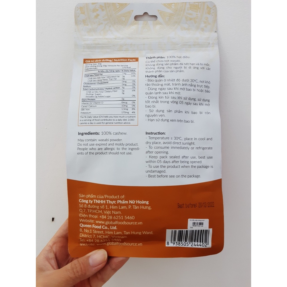 Hạt điều sấy không muối 200g (QT0016)