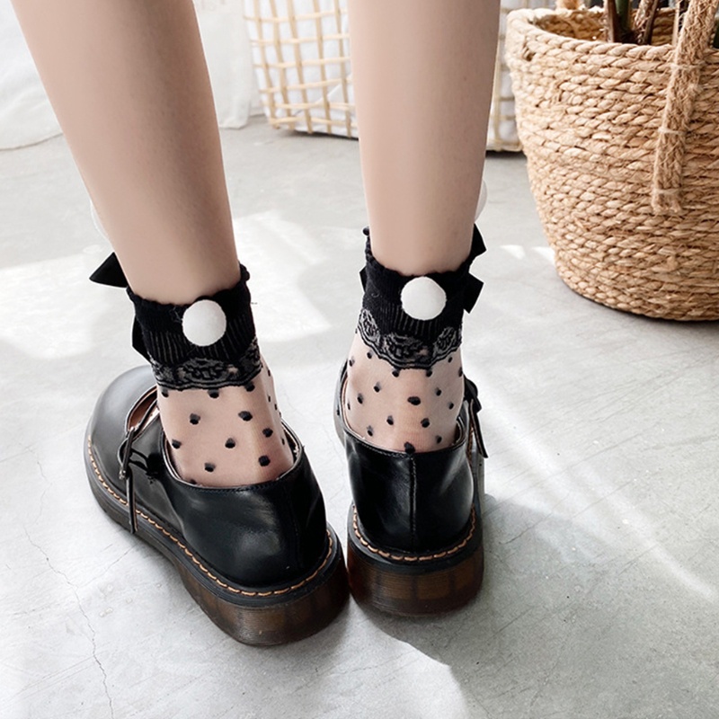 Tất Sợi Thủy Tinh Trong Suốt Phối Tai Thỏ Phong Cách Lolita Đáng Yêu