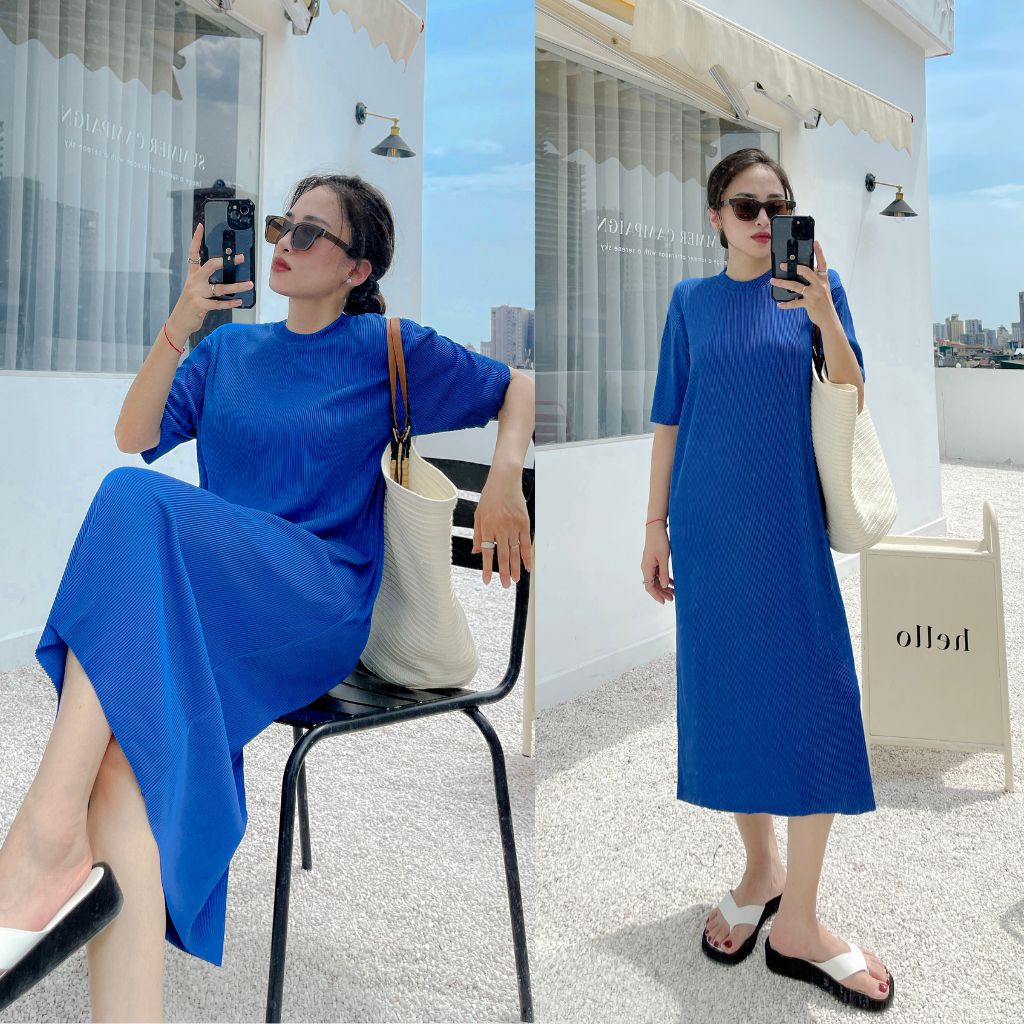 Váy dài vải gân MO Pleated