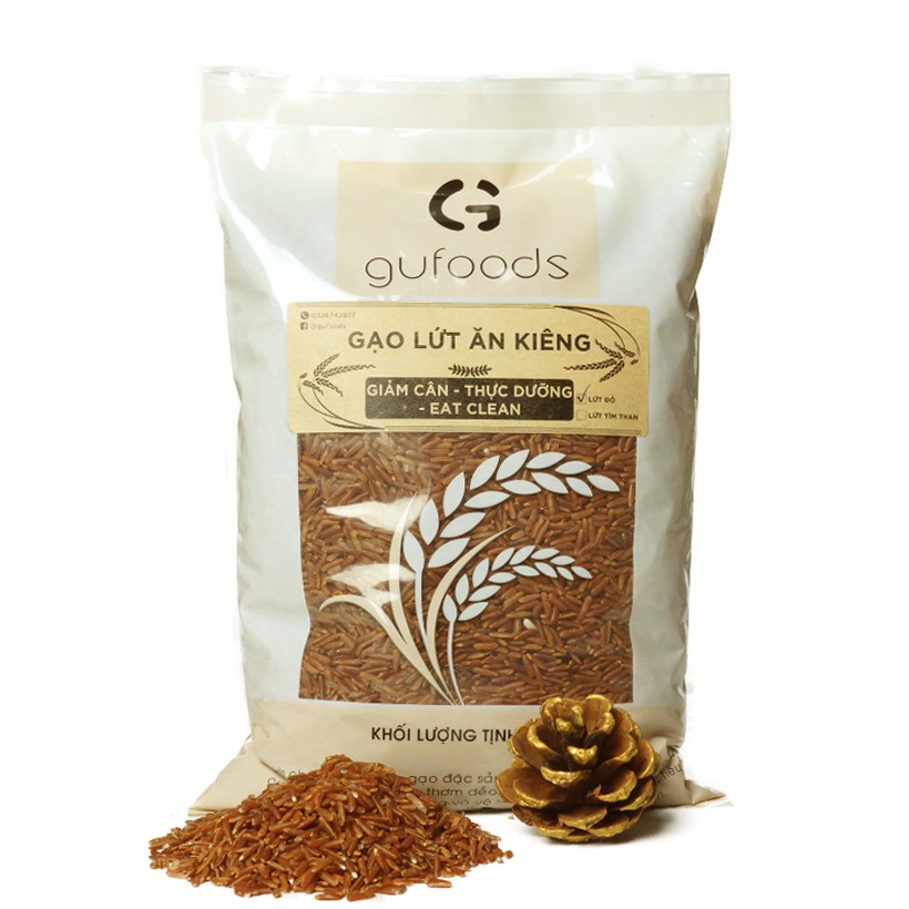 Gạo lứt ăn kiêng GUfoods (1kg) - Lứt huyết rồng / Huyết rồng xát dối / Lứt tím than - Giảm cân, Thực dưỡng, Eat clean