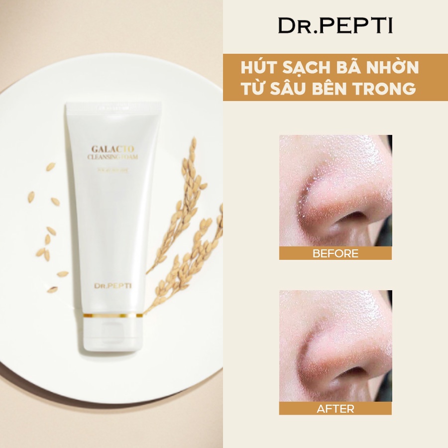 [Combo] Sữa Rửa Mặt Dr.Pepti Galacto Cleansing Foam Và Nước Hoa Hồng Dr.Pepti Centella Toner Ex 180ml