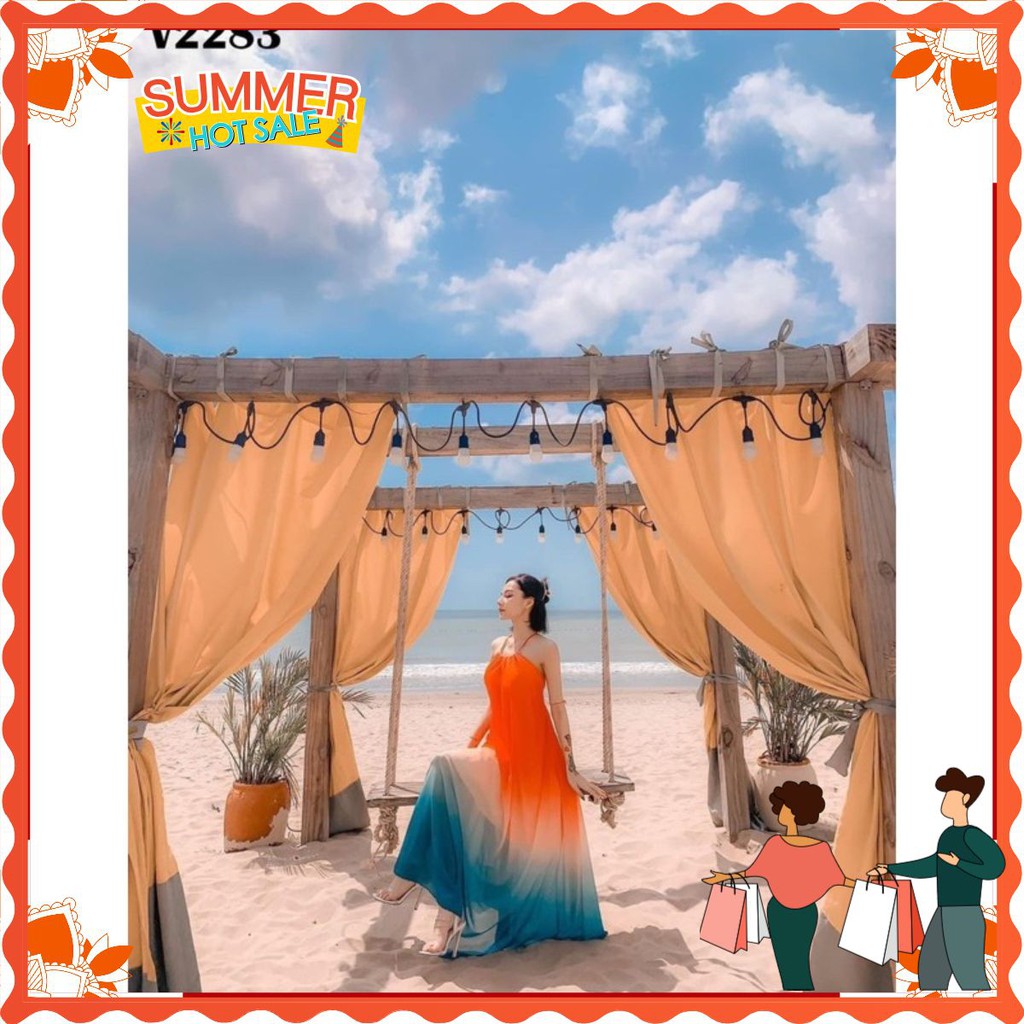 VÁY MAXI YẾM OMBRE CẦU VỒNG LƯỚI