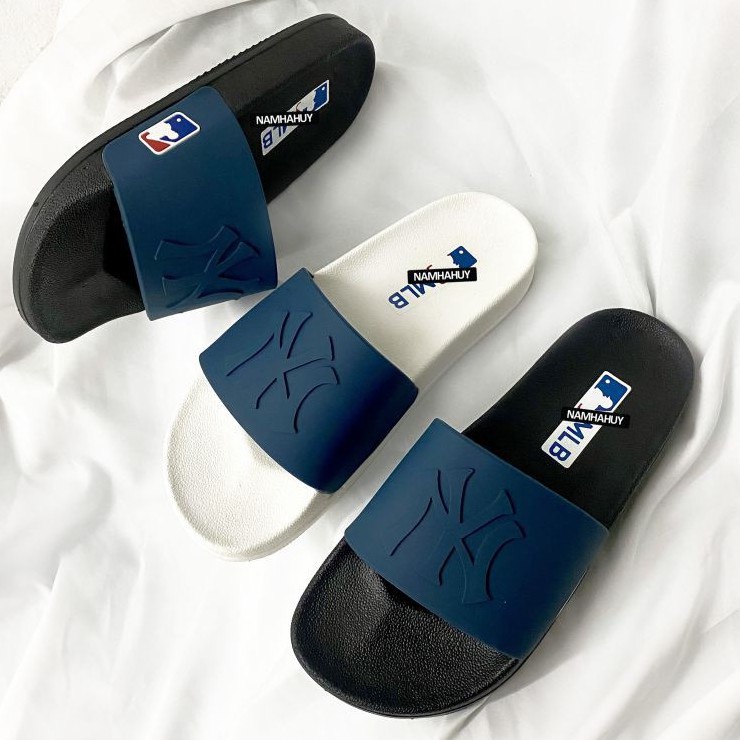 Dép quai ngang MLB dép Unisex nam nữ đế cao su êm chân bền chắc thời trang họa tiết NY