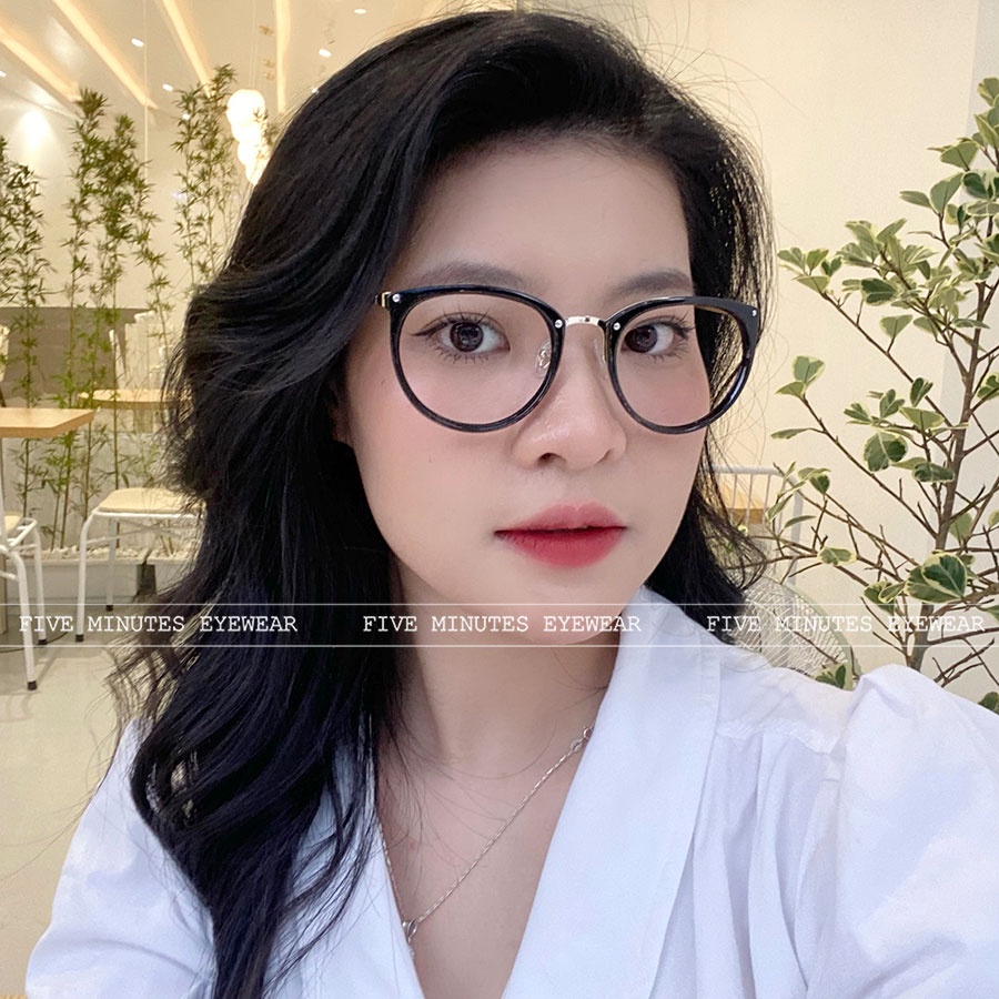 Gọng kính cận nữ, chất liệu kim loại mảnh kết hợp nhựa 6020 Fiveminutes dễ đeo