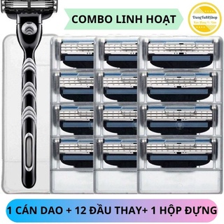 Dao cạo râu 3 lưỡi cao cấp Tặng kèm bao đựng cán cao su khi mua combo bao