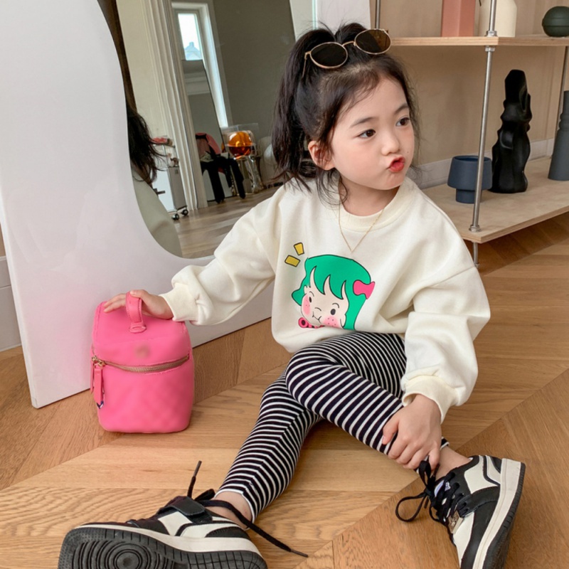 Áo Sweater Dáng Rộng In Hoạt Hình Kiểu Hàn Quốc Thời Trang Mùa Thu Cho Bé Gái