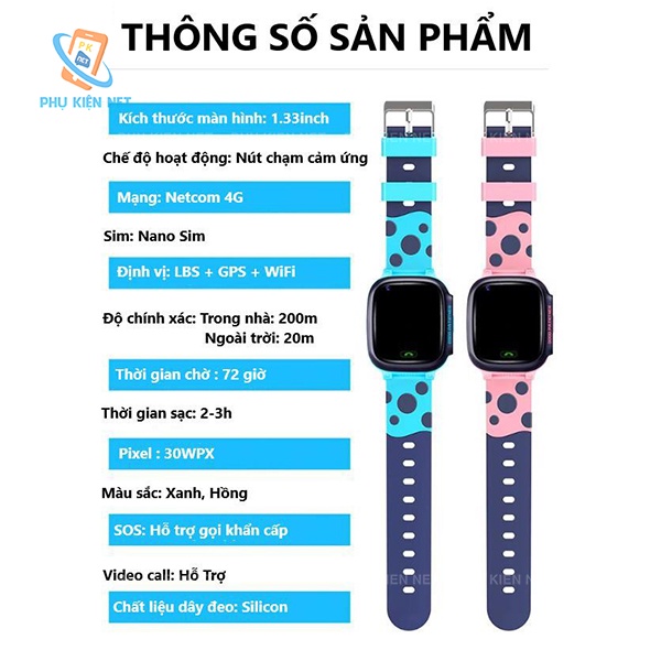Đồng hồ thông minh trẻ em Y92 định vị cảm ứng chống nước nghe gọi 2 chiều có Tiếng Việt -WIFi