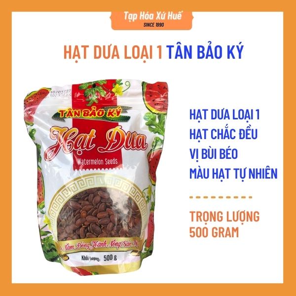 Hạt dưa Tân Ký loại 1, đóng gói trực tiếp từ nhà sản xuất, bán đúng giá, hạt chắc đều, không phẩm màu, 500 gram/1kg