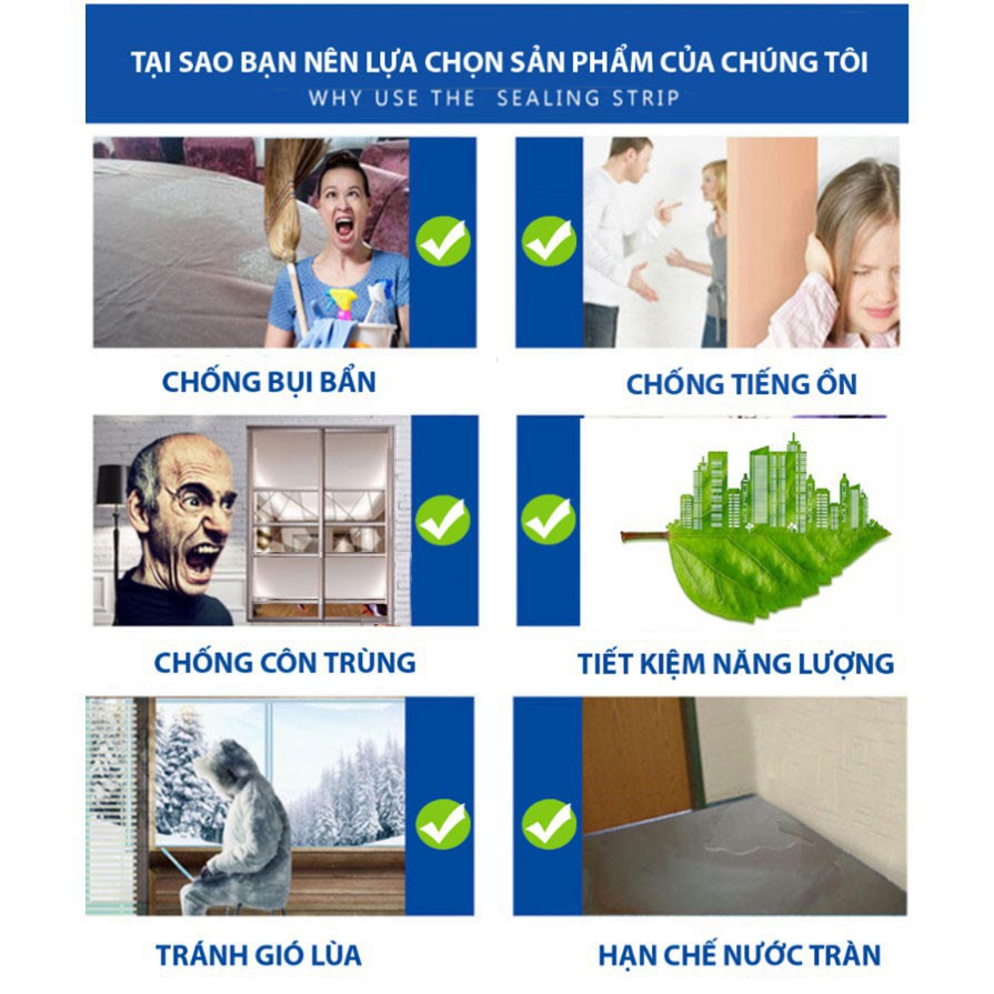 Gioăng 2 Mét Dán Chặn Cửa, Dán Khe Cửa Chống Bụi, Giữ Nhiệt - MEGAMART