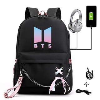 Balo thời trang in hình BTS có cổng sạc USB