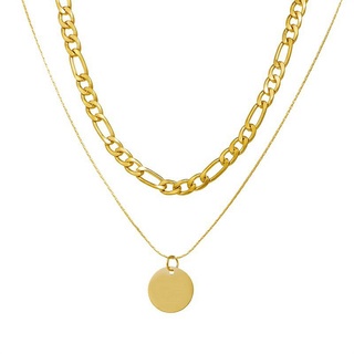 Vòng cổ choker thiết kế dây dạng xích mặt dây chuyền tròn phong cách Hàn Quốc