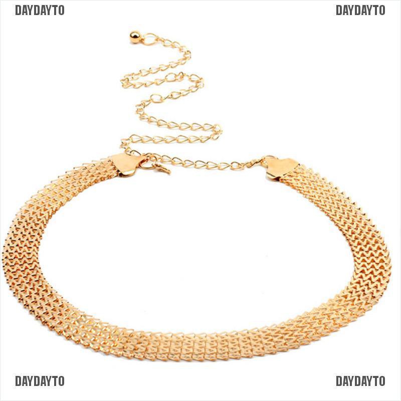 Thắt Lưng Dây Xích Kim Loại Gợn Sóng Màu Vàng Thời Trang