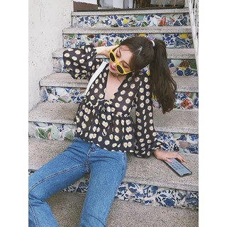 Áo peplum hoa cúc H2900 (hình thật)
