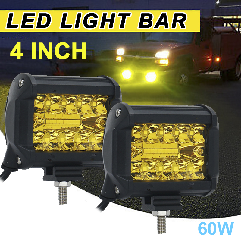 Thanh Đèn LED Hổ Phách Ánh Sáng Vàng 5inch 7inch 9inch 648W4300K LED Cho Xe Tải Và Tàu ATV 12V 24V