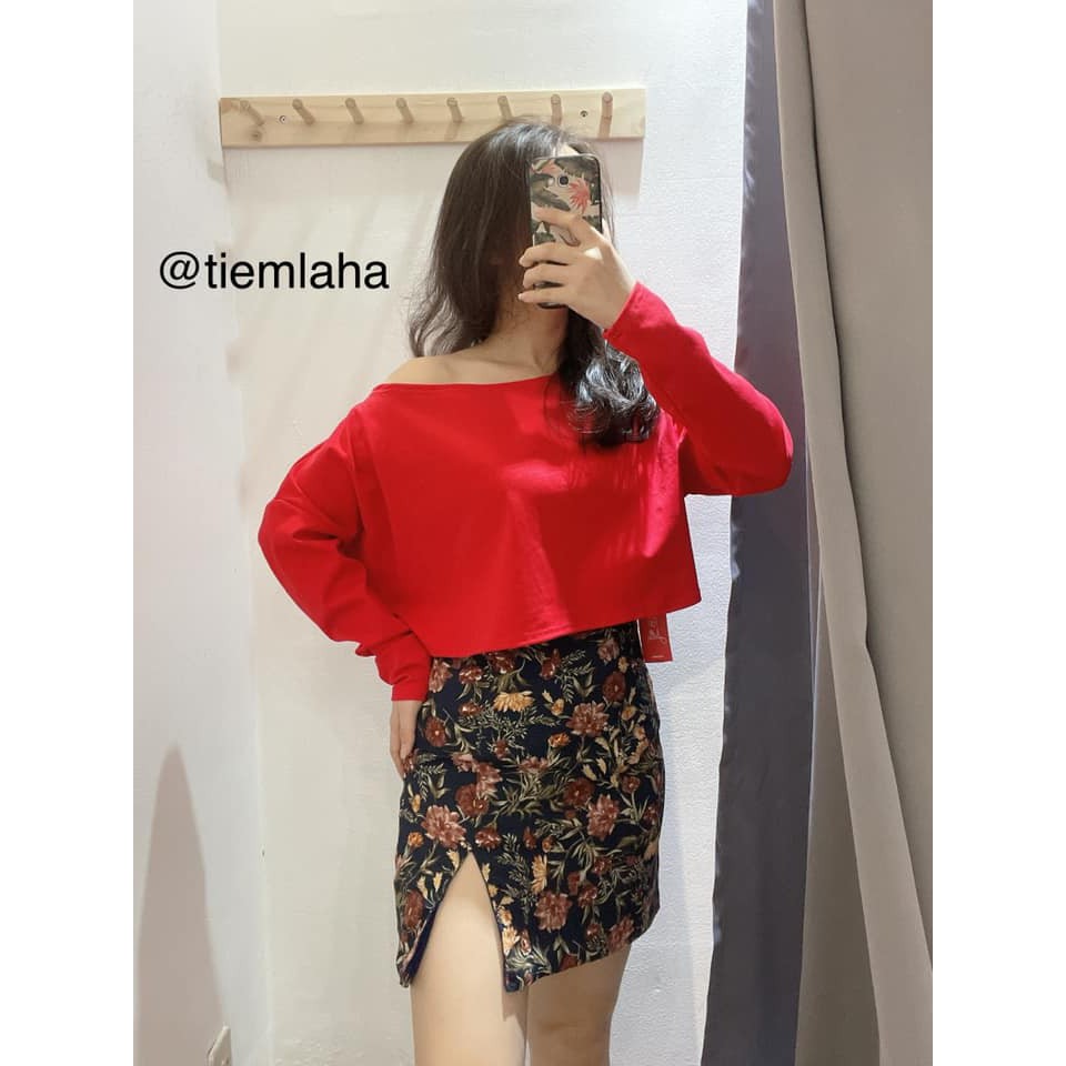 ÁO CROPTOP TAY DÀI THIẾT KẾ LỆCH VAI QUYẾN RŨ CHO NỮ-MẶC 2 KIỂU