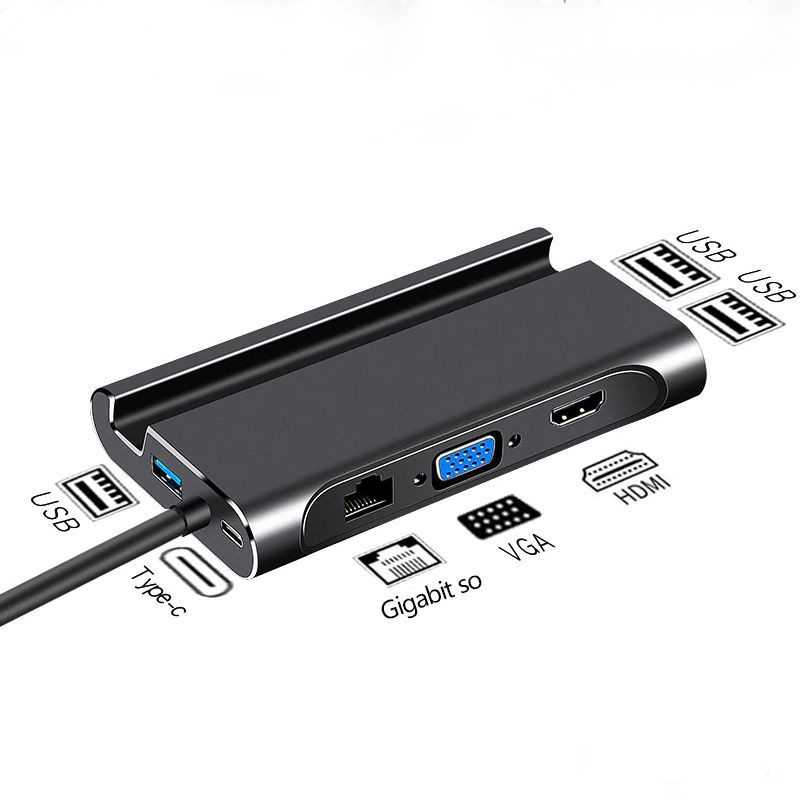 DOCK USB-C QUA TYPE-C/HDMI/VGA/LAN/3 CỔNG USB 3.0 THÍCH HỢP CHO LAPTOP