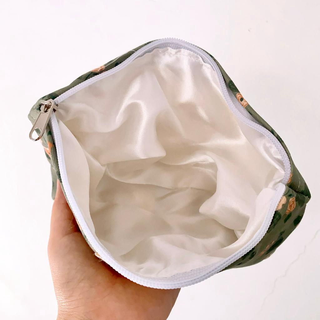 Túi vải hoa vintage đựng hóa mỹ phẩm make up  bút viết