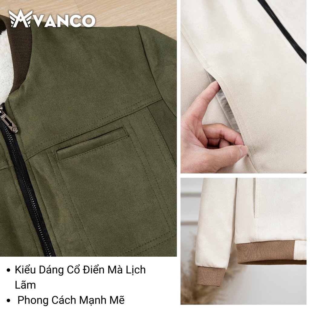 Áo bomber nam da lộn jacket Romhear lót lông, khoác mùa đông cao cấp mẫu mới Avanco AV88