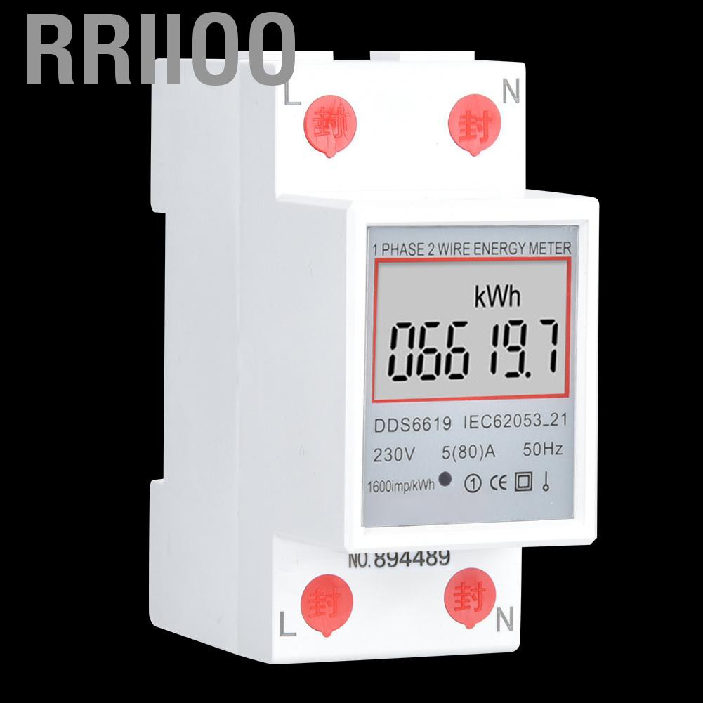 Rriioo DDS6619-007 Digital Single-Phase Electric Energy Meter Power 2P 230V New