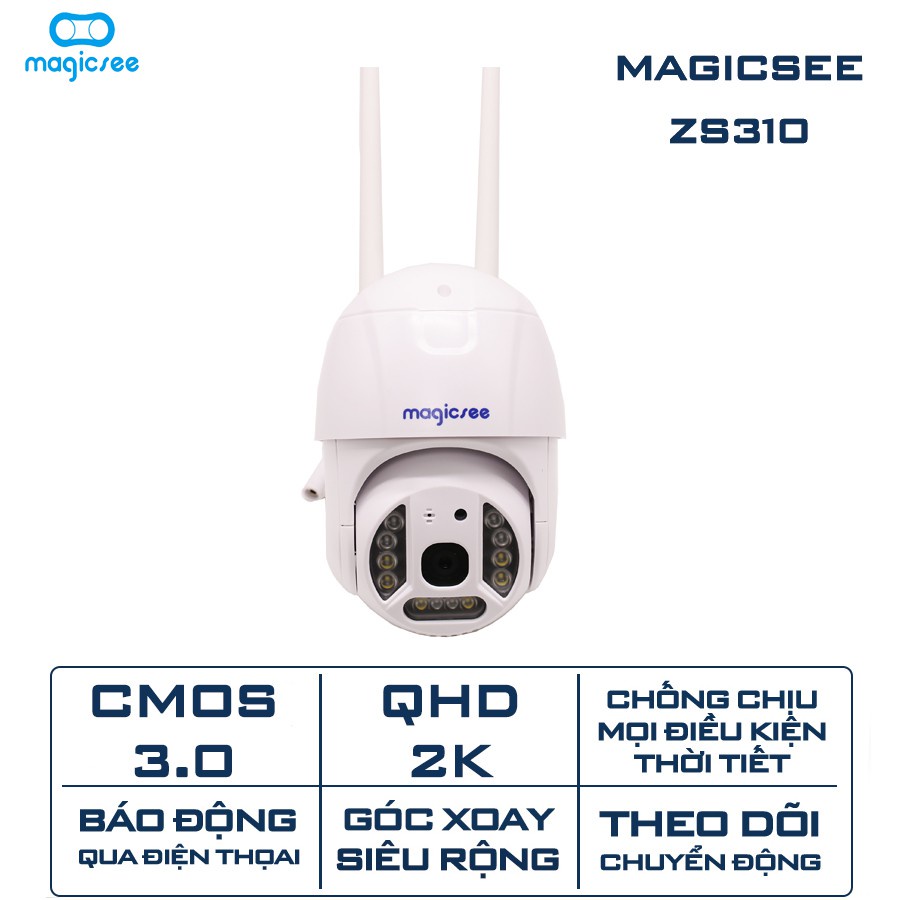 Camera giám sát ngoài trời không dây wifi Magicsee ZS310 - Độ phân giải 2K - AI