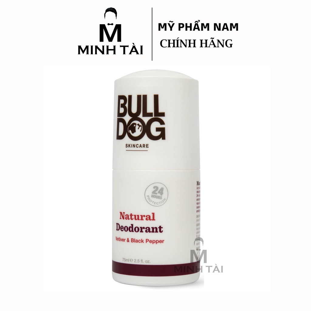 Lăn Khử Mùi Cho Nam BULLDOG Vetiver &amp; Black Pepper Natural Deodorant - 75ml - Hàng Chính Hãng