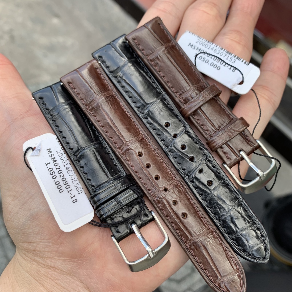 Dây da đồng hồ da Cá Sấu cao cấp Masamu Square Handmade chính hãng