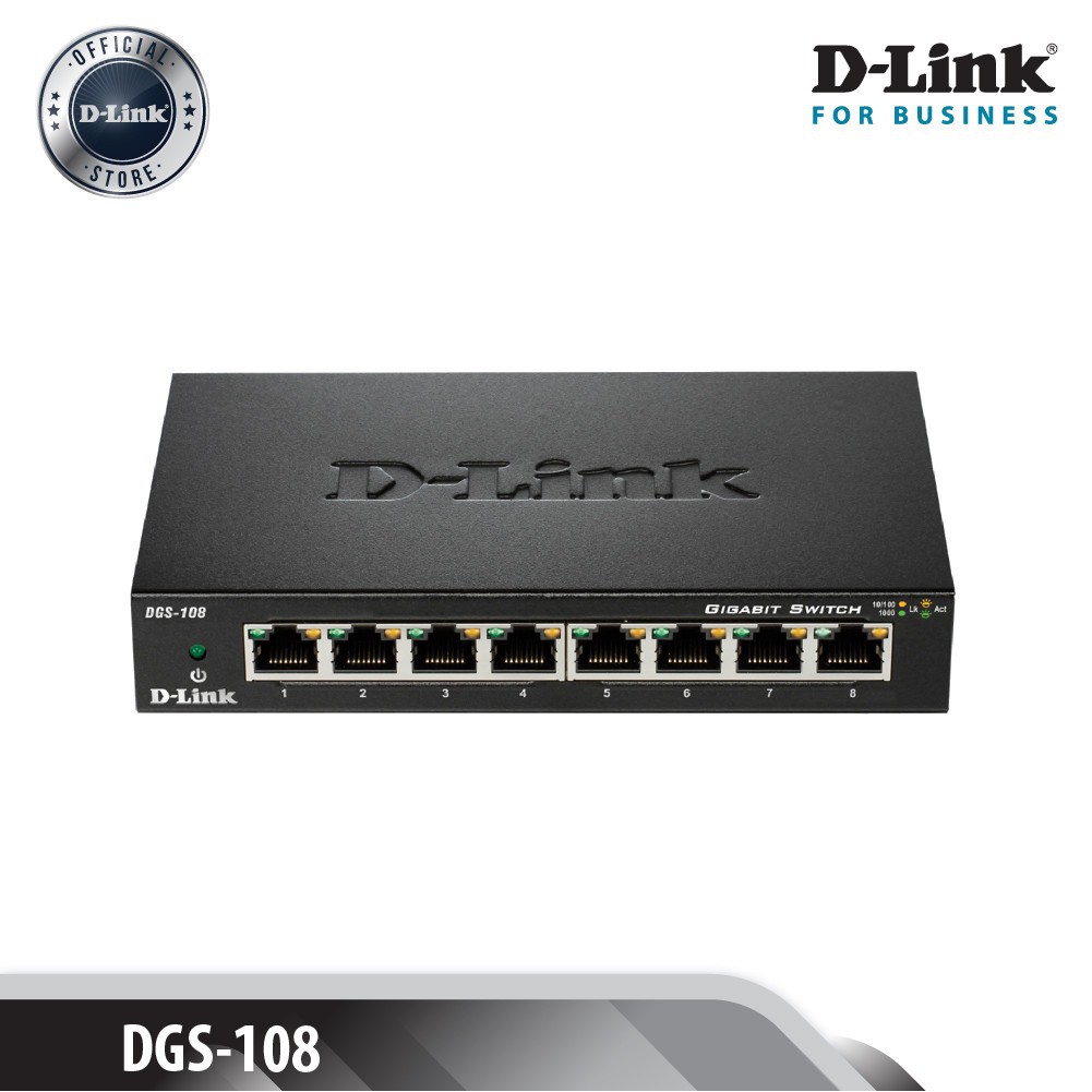 Thiết Bị Chia Mạng Switch DLink 8 Port DGS108 ( Vỏ Kim Loại ) Gigabit 10/100/1000Mbps