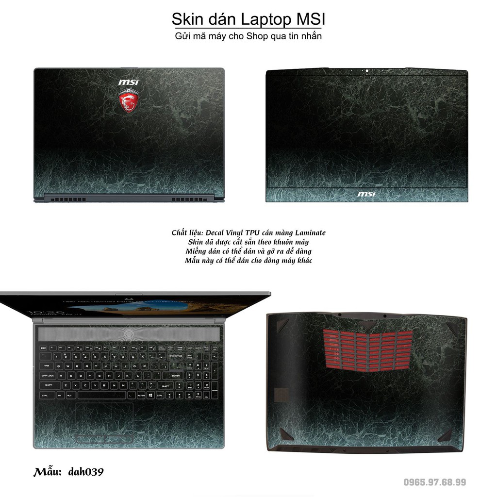 Skin dán Laptop MSI in hình vân đá _nhiều mẫu 3 (inbox mã máy cho Shop)