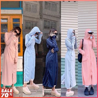 Áo Chống Nắng Toàn Thân Nữ, Áo khoác chống nắng dáng dài xỏ tay