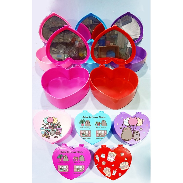 Hộp tim pusheen kèm gương HKG21 dễ thương cute đựng trang sức hoạt hình
