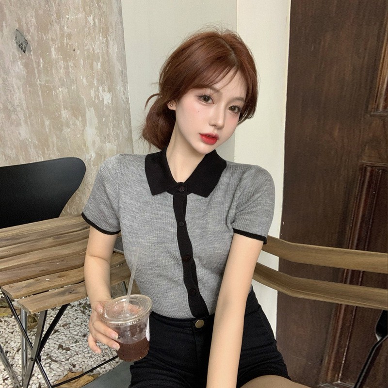  Áo polo Dệt Kim Tay Ngắn Chất Liệu Lụa Lạnh Mỏng Dành Cho Nữ 38-60kg | BigBuy360 - bigbuy360.vn