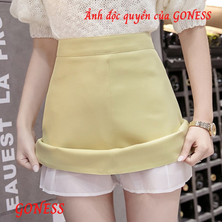 Chân váy chữ a Goness màu vàng chanh công sở thời trang