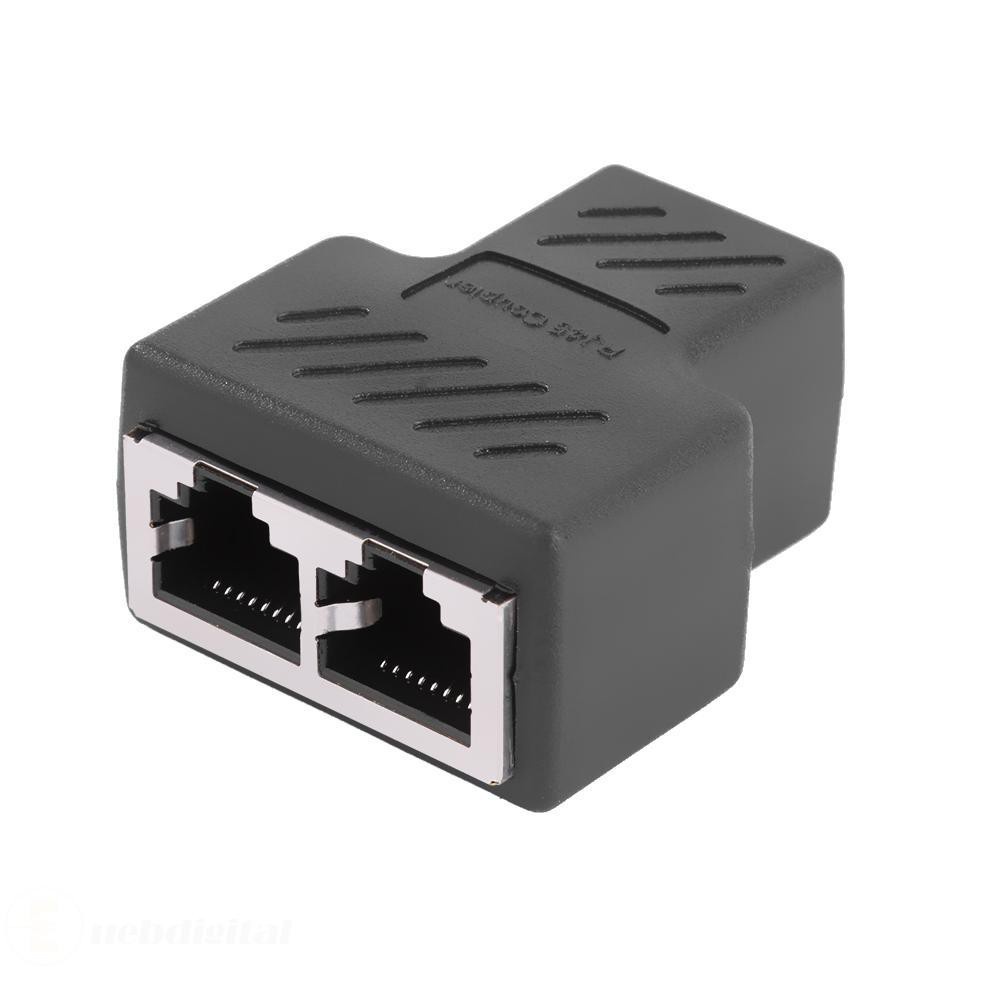 1 to 2 Ways RJ45 Network Ethernet Head Lan Cable Female Joiner Coupler Plug