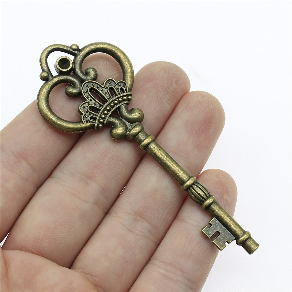 1 Chìa Khóa Cỡ Lớn 84mm Màu Đồng Cổ Điển Làm Mặt Trang Sức Móc Khóa Lớn Màu Đồng Retro