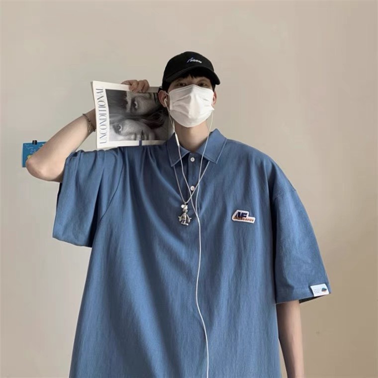 Áo PoLo form rộng phong cách Hàn Quốc thêu chữ AF cổ bẻ- Áo PôLô Unisex nam nữ mặc đều m