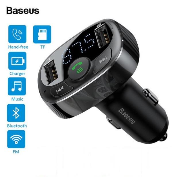 CHÍNH HÃNGDock Tẩu Cốc Sạc MP3 Cho Xe Hơi Xe Ôtô Kết Nối Bluetooth Nghe Nhạc Sạc Pin Nghe Điện Thoại Rãnh Tay Baseus