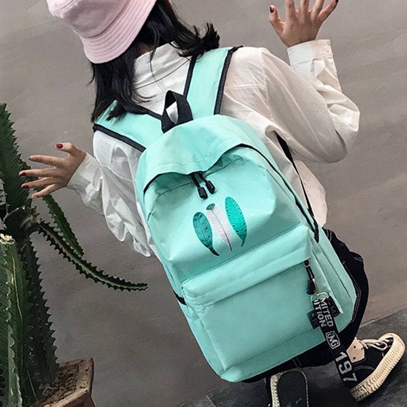 Ba Lô Vải canvas In Họa Tiết Lá Phong Cách Hàn Quốc