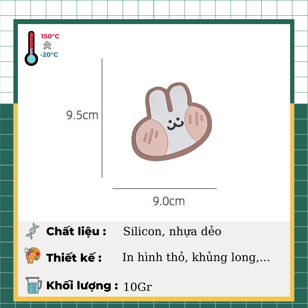 Miếng lót cốc silicon chống thấm nước ngộ nghĩnh đáng yêu, tấm cách nhiệt tấm lót ly nước chống bỏng chống trượt Lotida