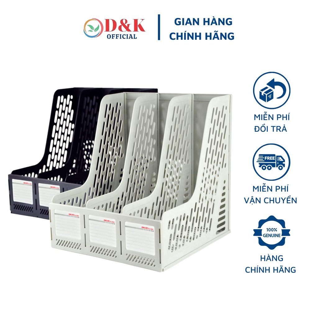 Giá Đựng Tài Liệu Nhựa Cứng 3 Ngăn Deli 9845 Dáng Đứng Tiện Dụng Lưu Trữ Tài Liệu Dễ Dàng