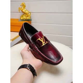 Giày nam dáng moca da thật bản LV cao cấp
