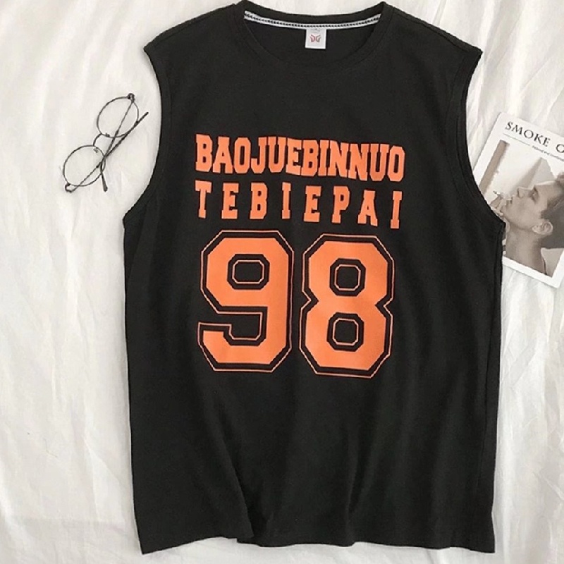 Áo Thun Ba Lỗ Thể Thao Nam Cỡ Lớn M-5XL In Họa Tiết Phong Cách hip hop Hàn Quốc Thời Trang