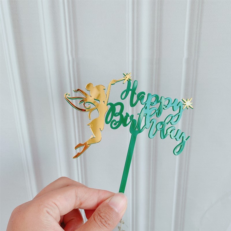 Que cắm Acrylic Thiên Thần Happy Birthday cao cấp trang trí bánh kem, phụ kiện trang trí bánh sinh nhật